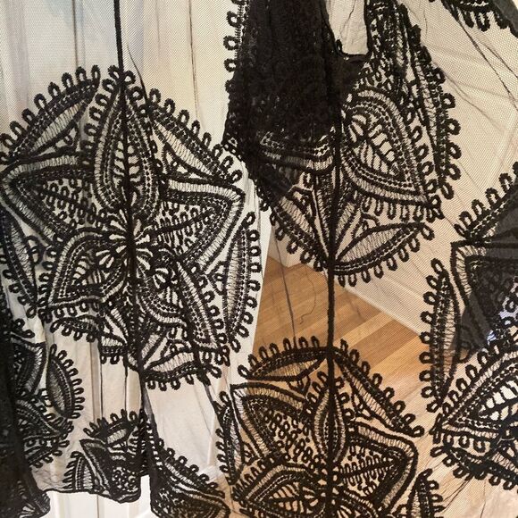 Embroidered Short Sleeve Whimsey Long Coverup - Picture 5 of 8